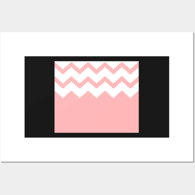 Zigzag geometric pattern - pink and white. Wall Art by kerens